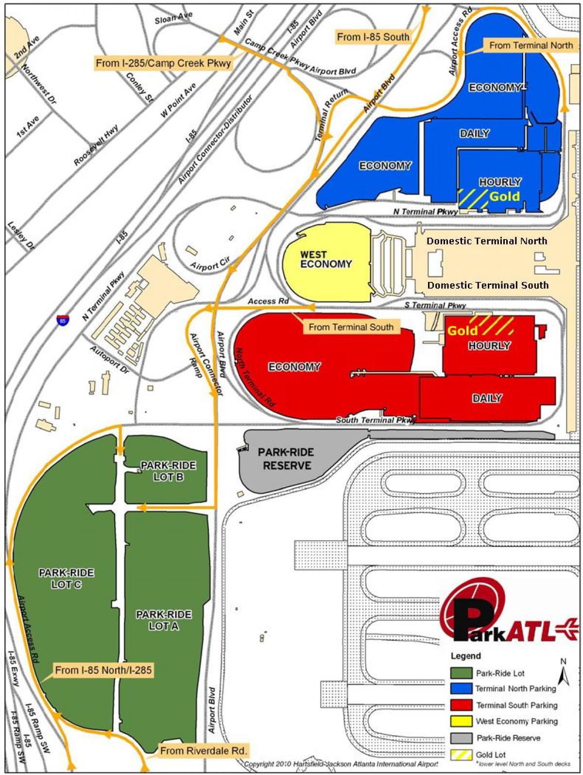 Atlanta Hartsfield reptéri parkolás-térkép