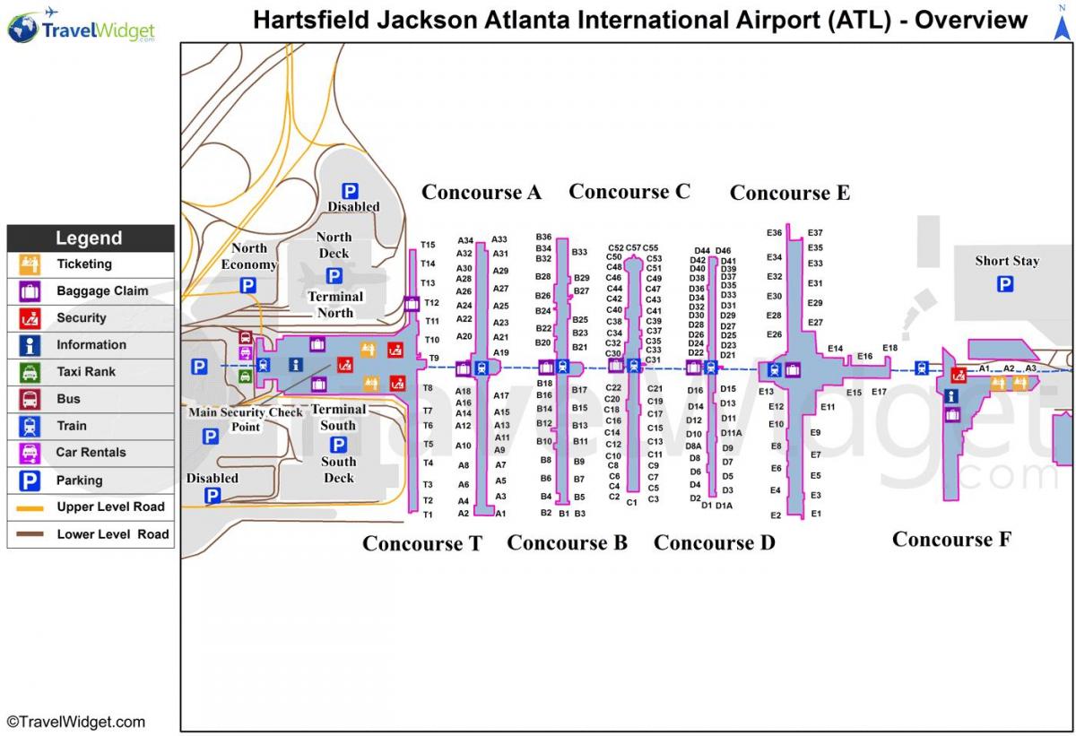 Atlanta nemzetközi terminál térkép