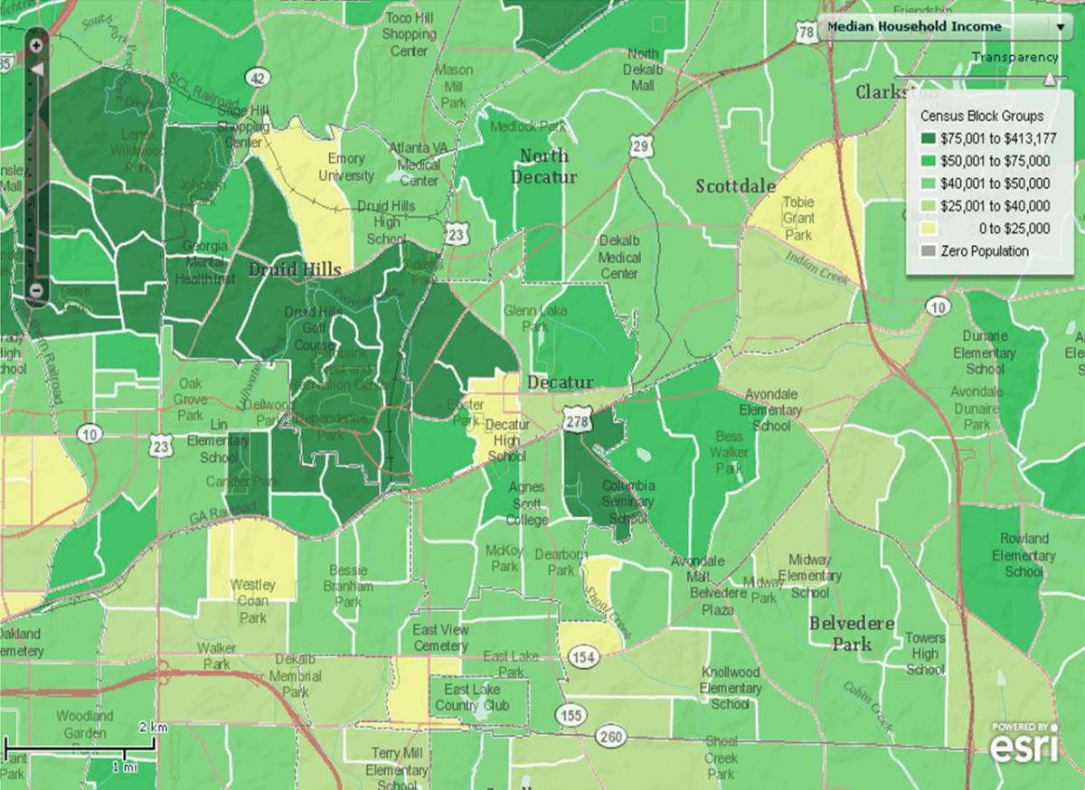 a demográfiai térkép Atlanta