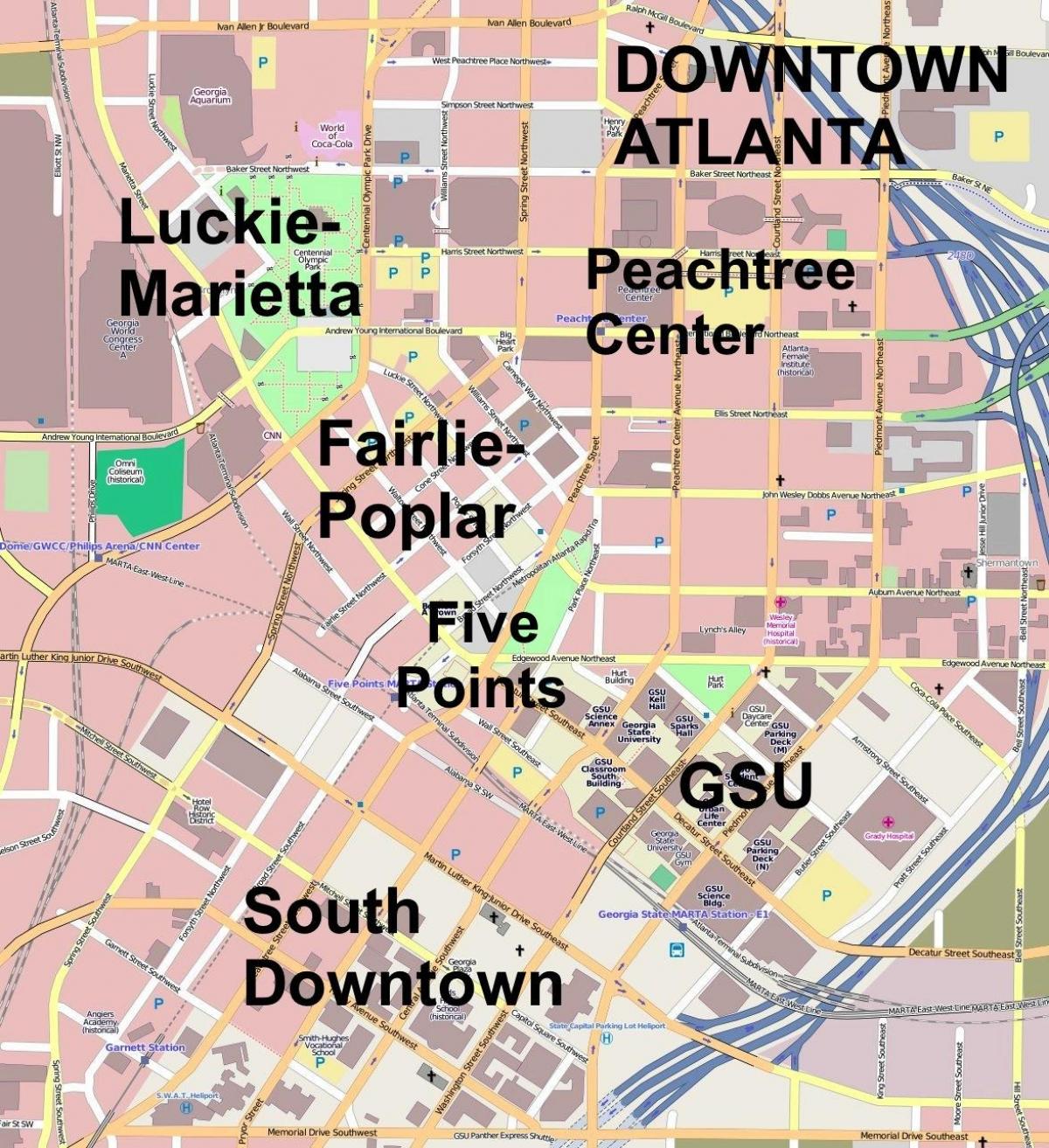 térkép downtown Atlanta