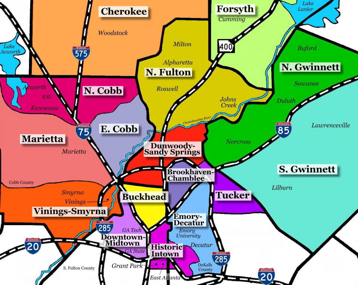 térkép Atlanta külvárosában