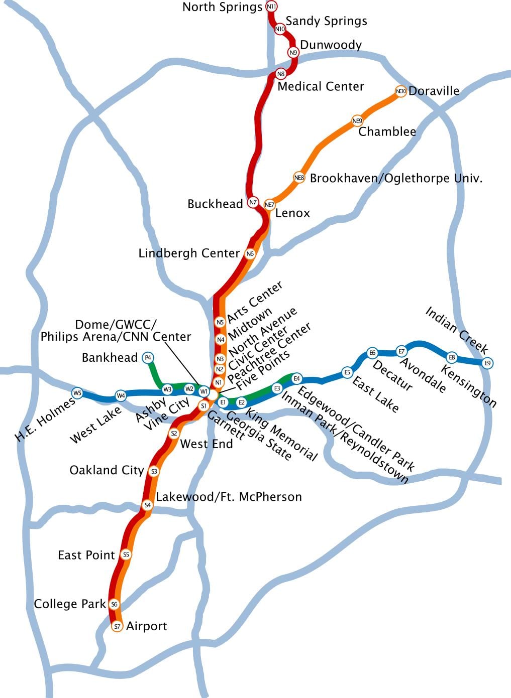térkép metro-Atlanta