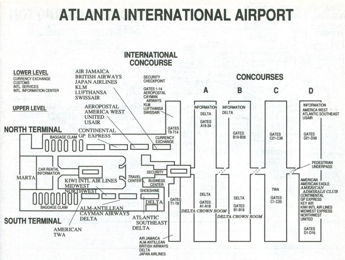 Atlanta nemzetközi repülőtér terminal térkép