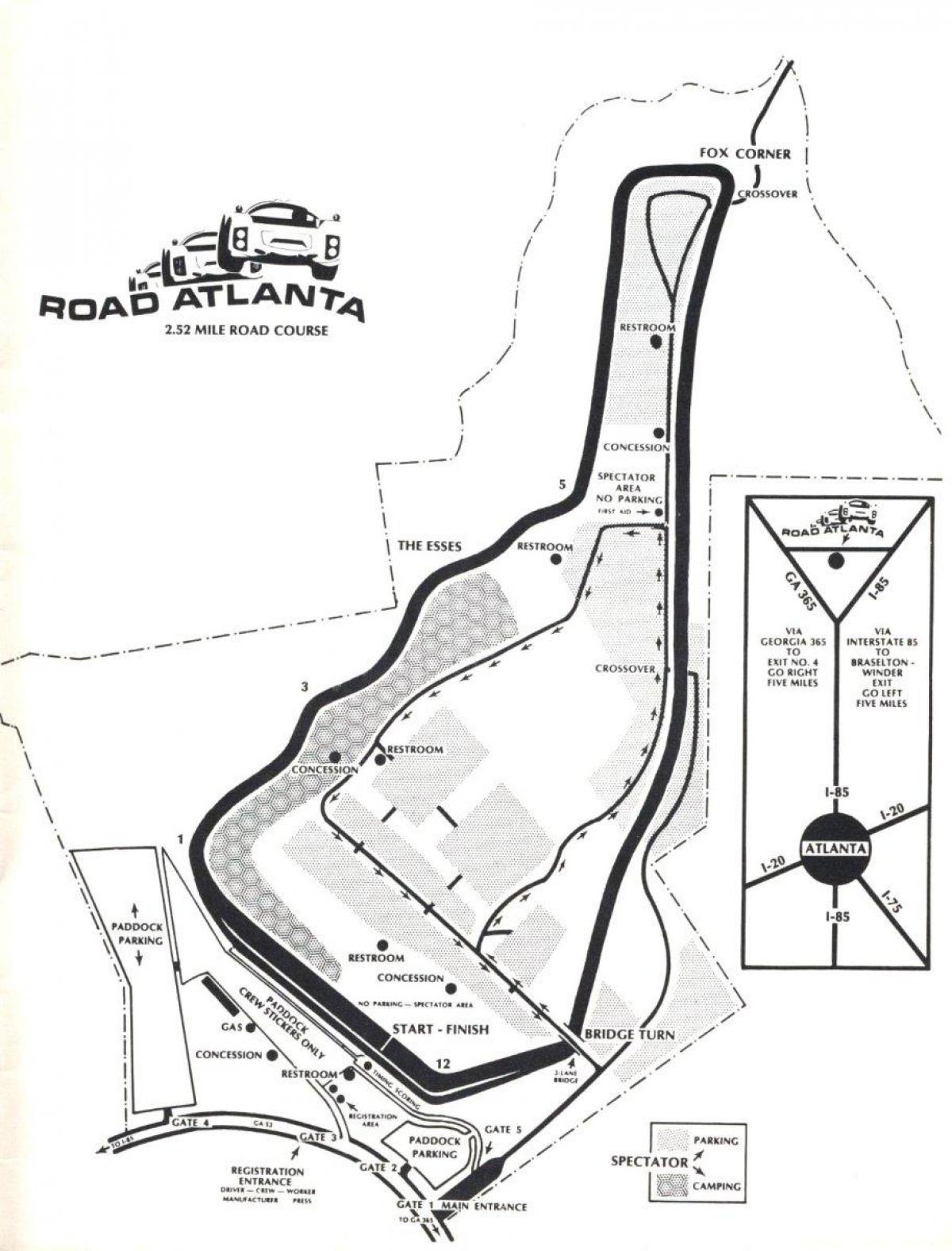 térkép road Atlanta pályán